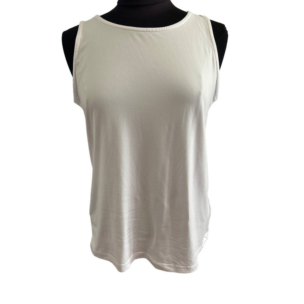 Enlighten Women's White Sleeveless Tank Top Open Back Size S Polyester & Spandex